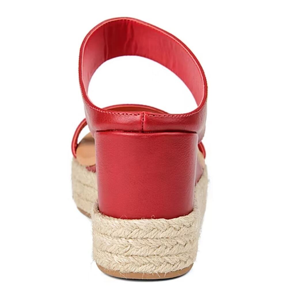 NEW Journee Collection Alissa Double Strap Comfort Wedge Espadrille Sandals RED - Picture 9 of 9